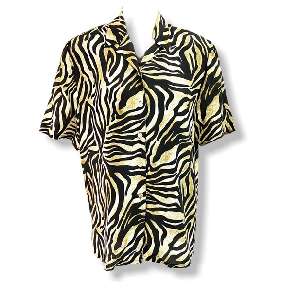 City Slick Tan and Black Tiger Print Button Up - Picture 1 of 8